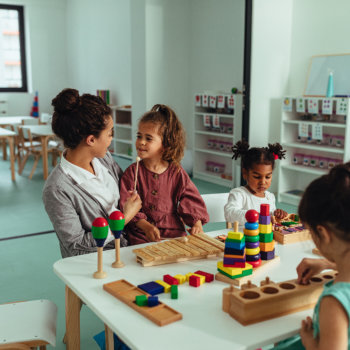 Teacher with students